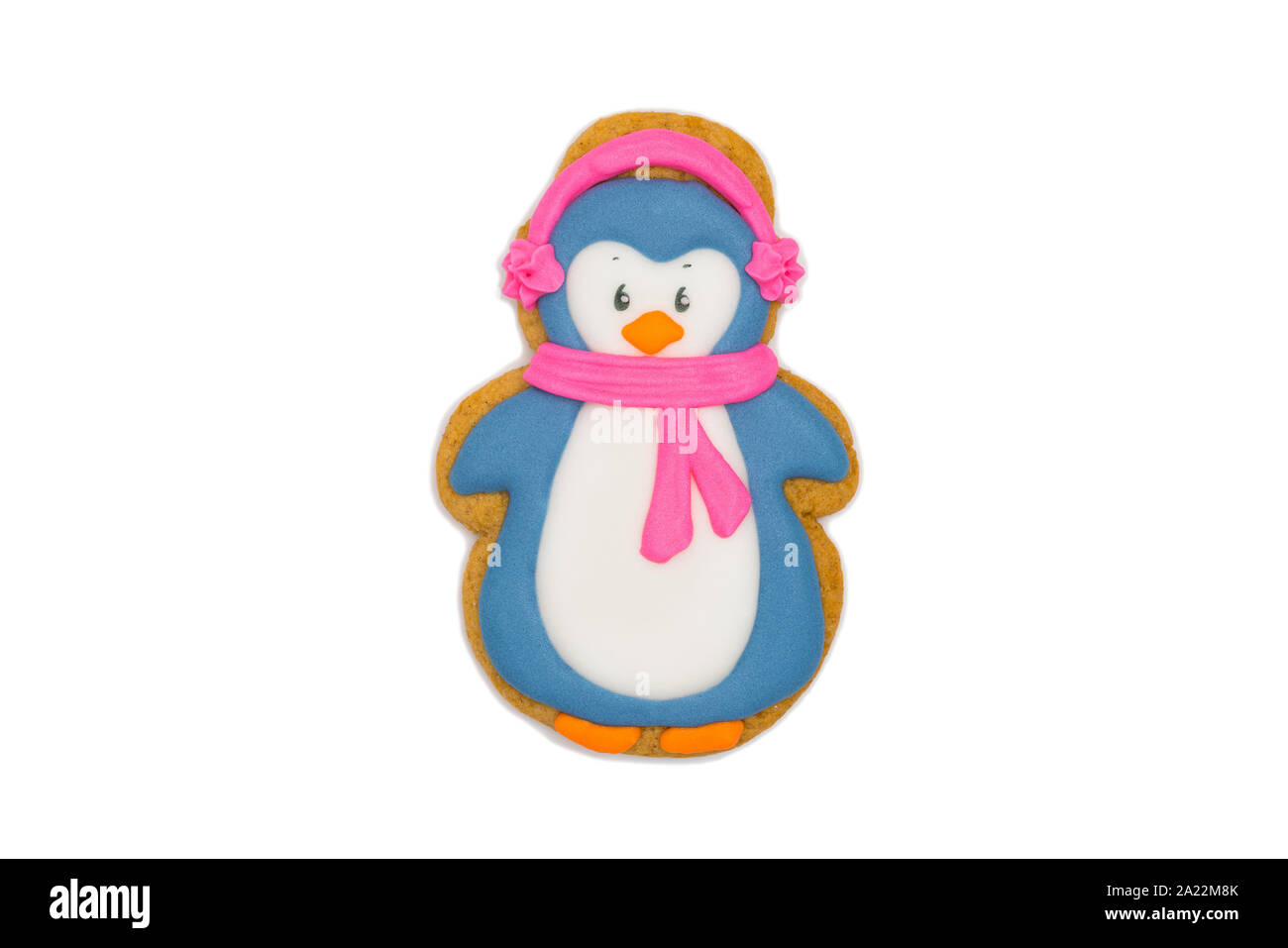 Lebkuchen cookie lustige Pinguin mit einem Schal um den Hals Stockfoto