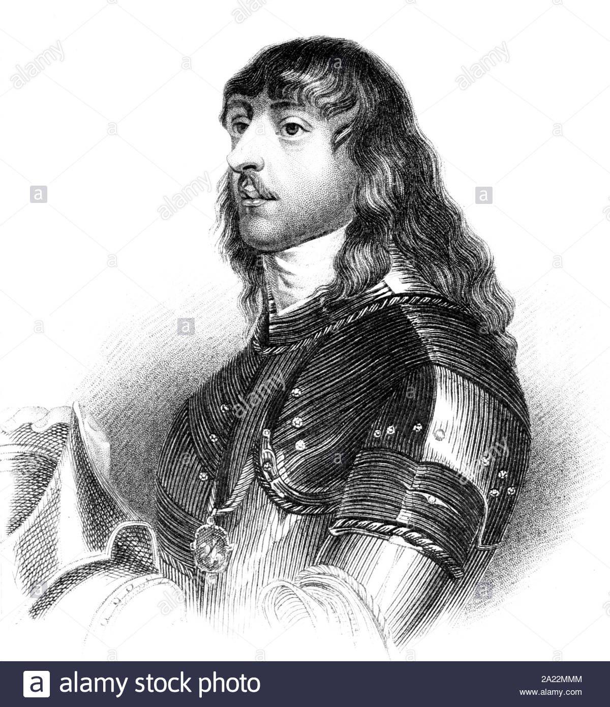 James Stanley Portrait, 7th Earl of Derby, 1607 - 1651, war ein englischer Edelmann, Politiker, Jahrgang Illustration von 1850 Stockfoto