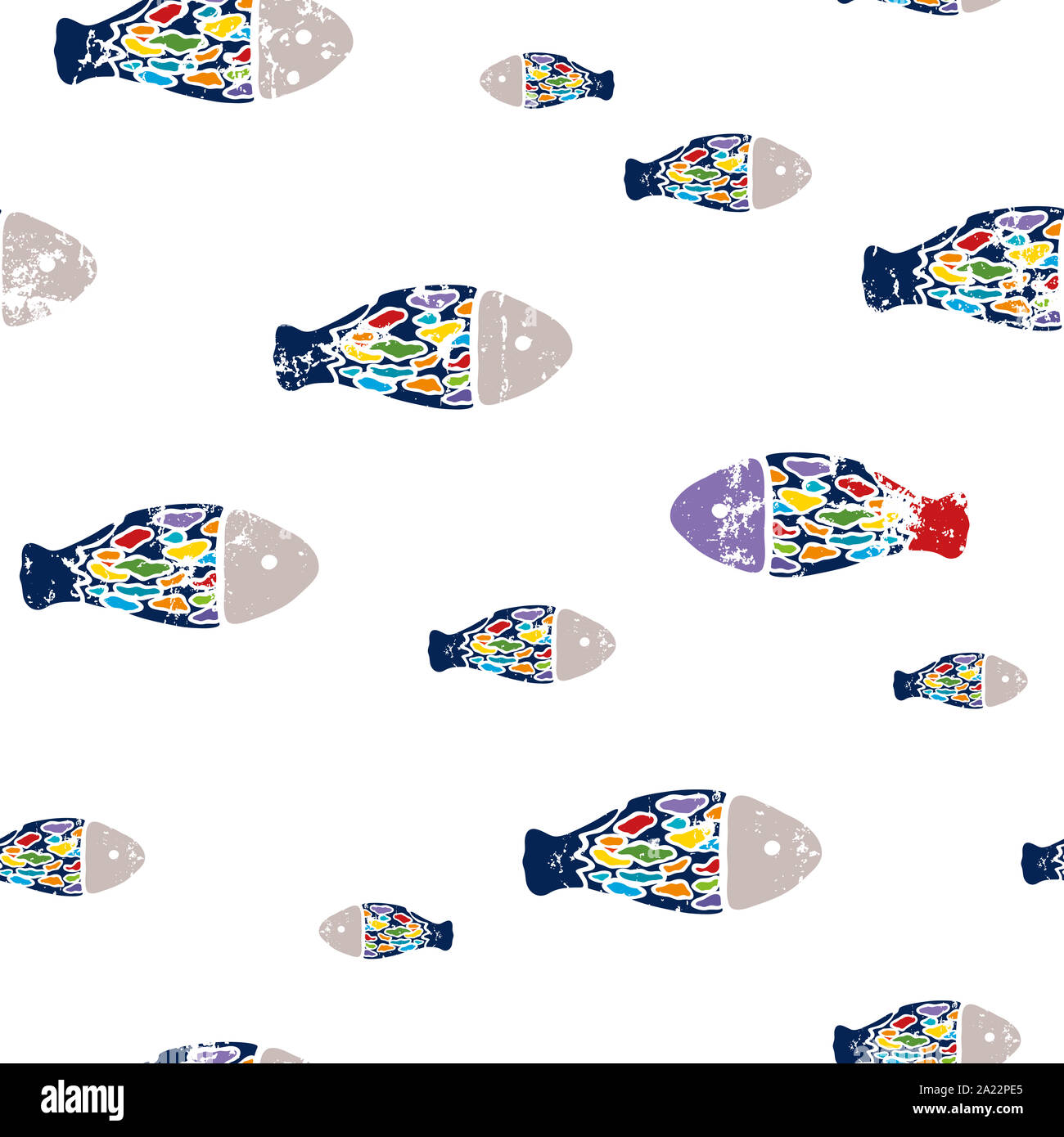 Die nahtlose Vektor Illustration, Fische, weiße Textur, marine Leben Stockfoto