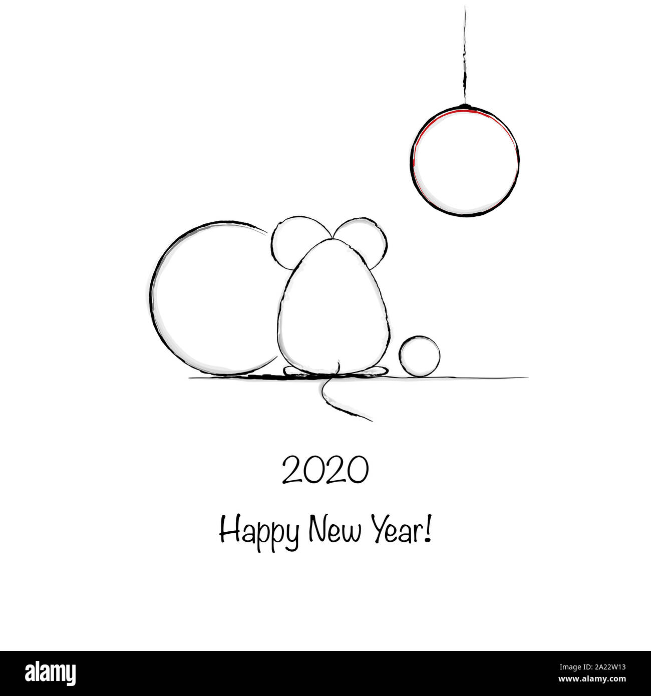 Funny Mouse, Symbol des Jahres 2020/Hand gezeichnet Abbildung Stockfoto Funny Mouse, Symbol des Jahres 2020/Hand gezeichnet Abbildung Stockfoto