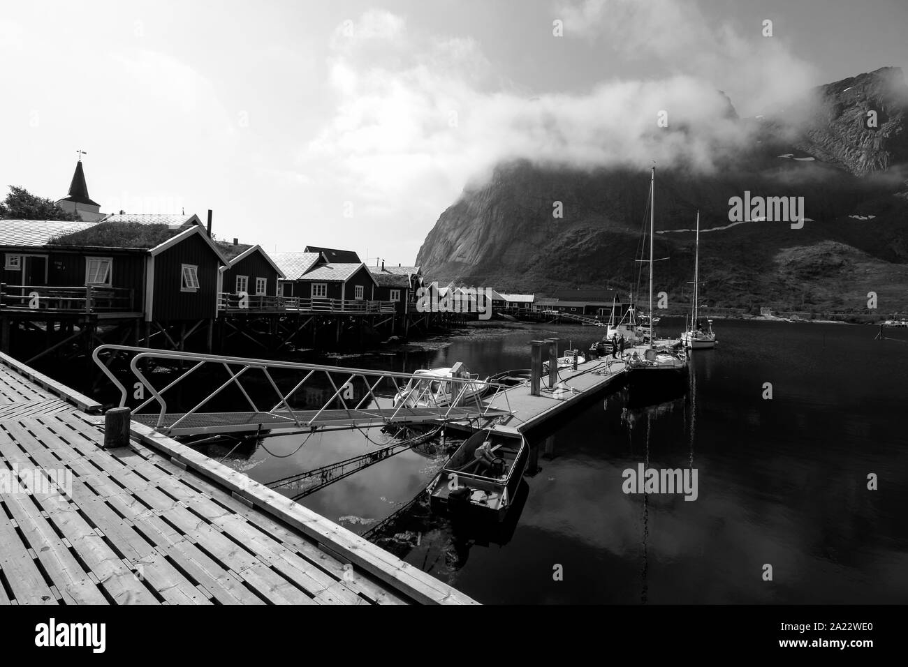 Angeln Dorf Reine, Lofoten Inseln, Nordland, Norwegen, Skandinavien, Europa Stockfoto