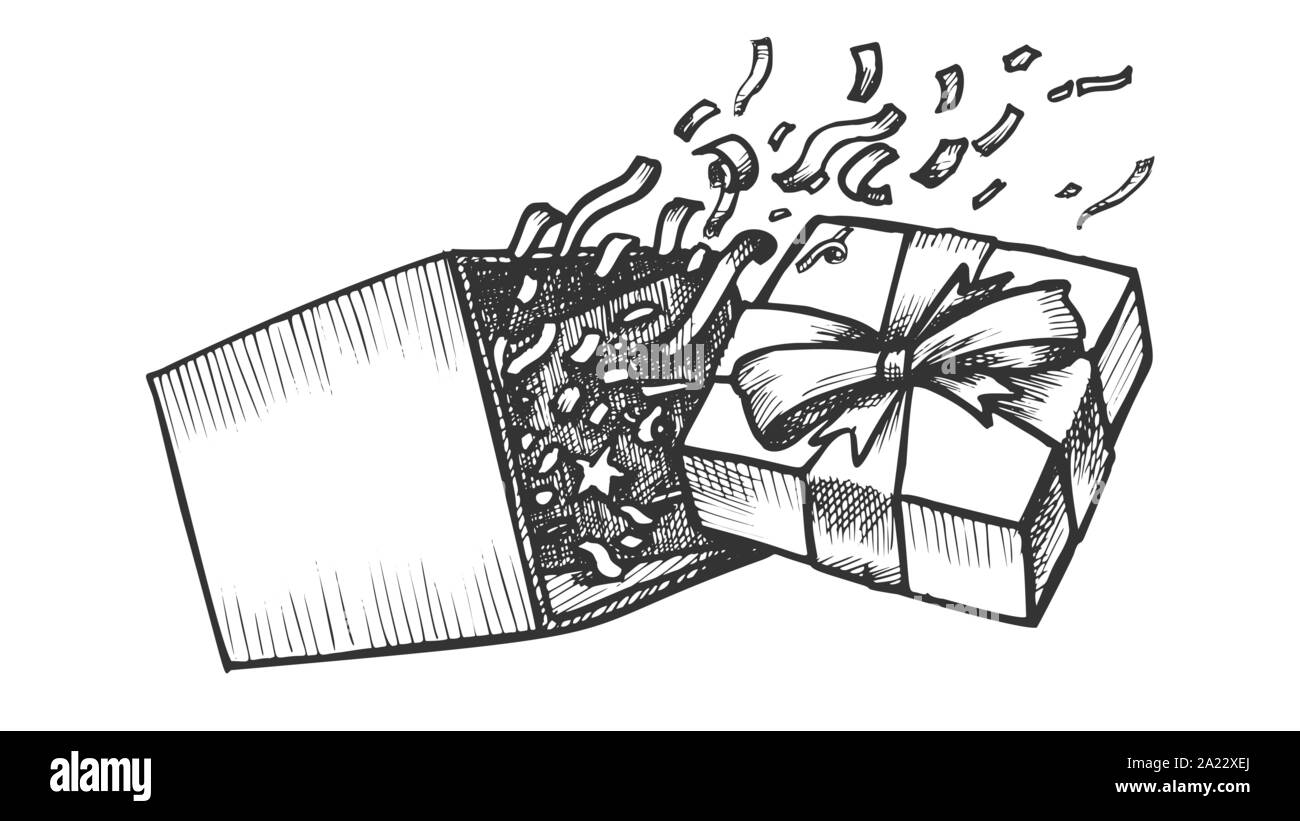 Geöffnet Geschenkkarton mit Konfetti Explosion Tinte Vektor Stock Vektor