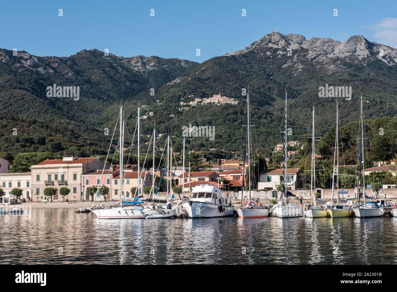 Im Hafen von Marciana Marina Stockfoto