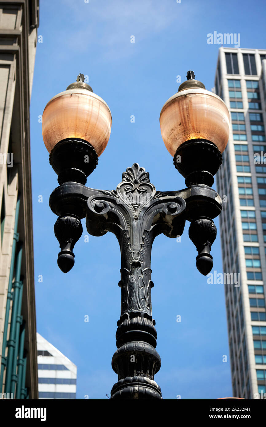 Doppel verzierten Chicago street lamp Chicago Illinois Vereinigte Staaten von Amerika Stockfoto