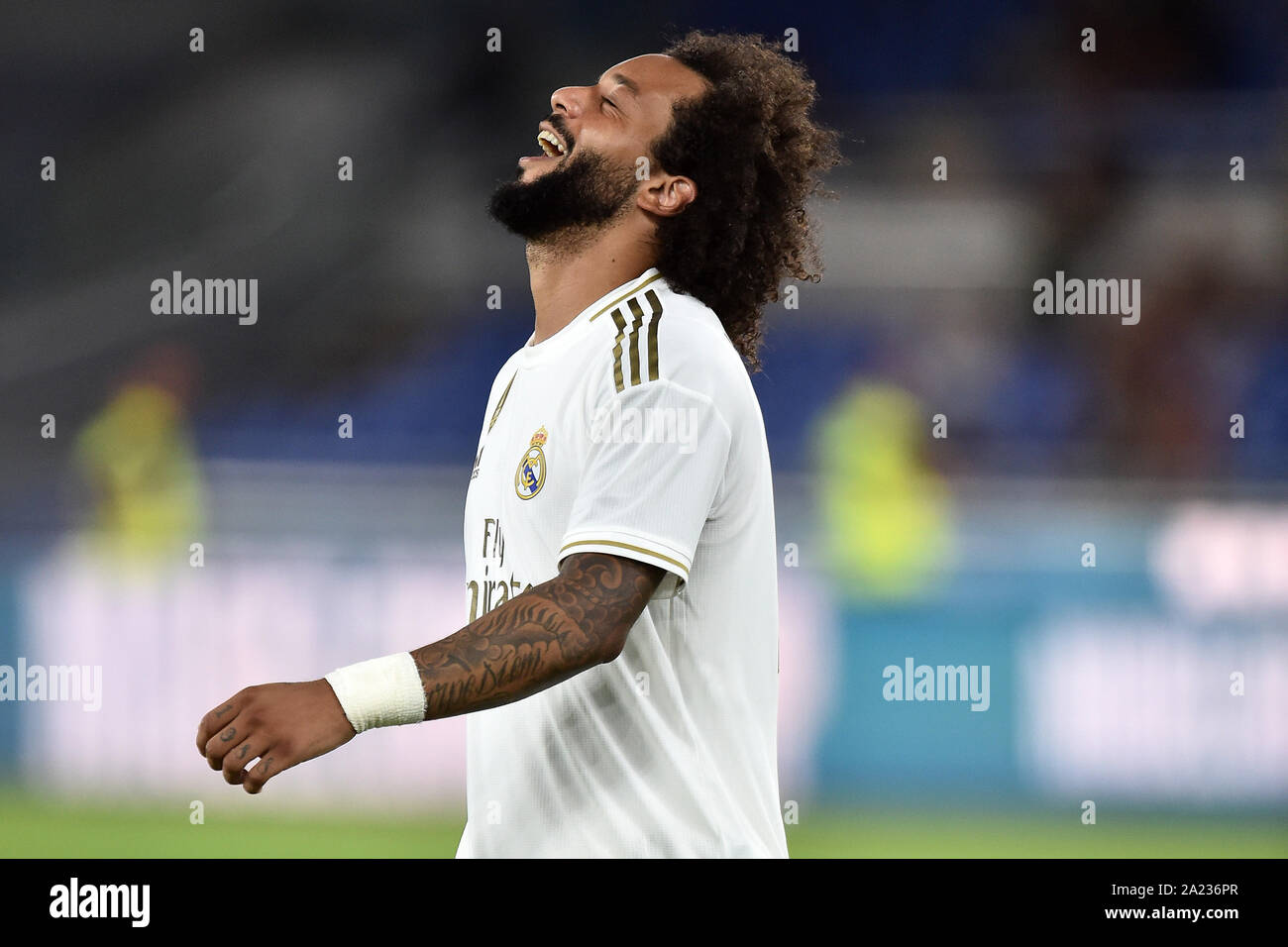 Marcelo Real Madrid reagiert nach Scheitern der entscheidende Elfmeter Roma 11/08/2019 Stadio Stadio Olimpico Fußball Freundschaftsspiel vor der Saison 2019/2020 Stockfoto