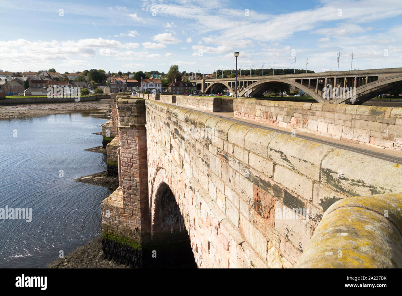 Das Wahrzeichen Brücken von Berwick Upon Tweed Northumberland, Großbritannien Stockfoto