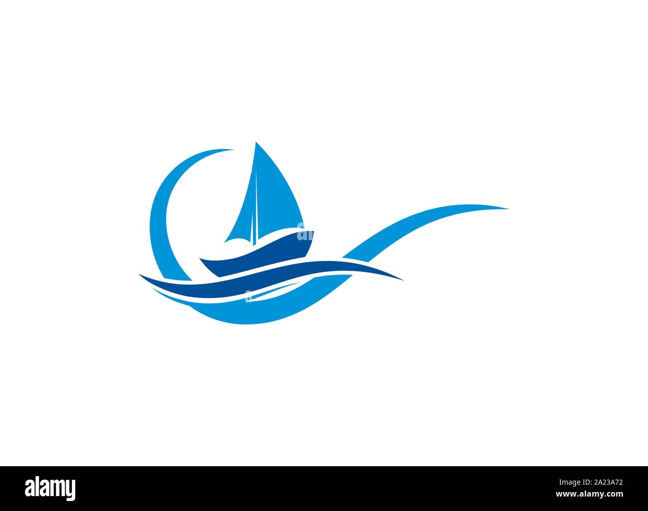 Segelboot logo mit Ocean Wave Singen & Symbol, Stock Vektor