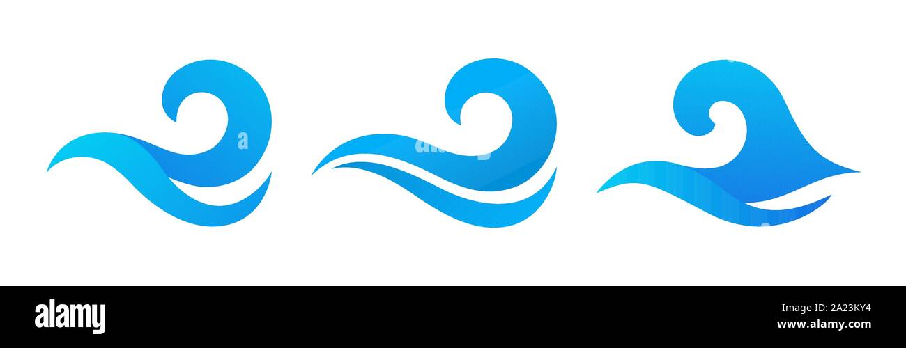 Vektor Silhouetten von Wellen im Meer auf einem weißen Hintergrund. Vektor grafische Symbole für Logo Design. Sea Wave Elementen Sammlung. Stock Vektor