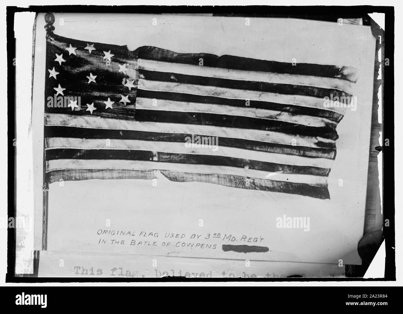 Original Flagge von 3d-Md. Regiment in der Schlacht von Cowpens verwendet werden, entsprechend zu handeln. Der Kongress 1777 Stockfoto