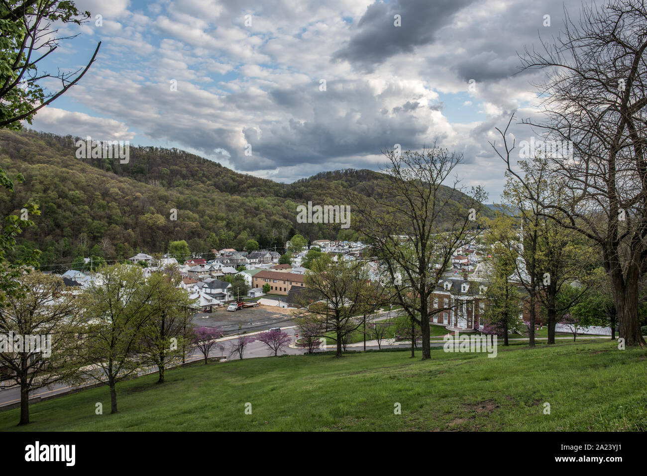 Übersicht der Potomac Zustand-Hochschule der West Virginia Universität, ein zweijähriges Junior College als Abteilung der West Virginia Universität in Keyser, West Virginia entfernt verbundenen Stockfoto