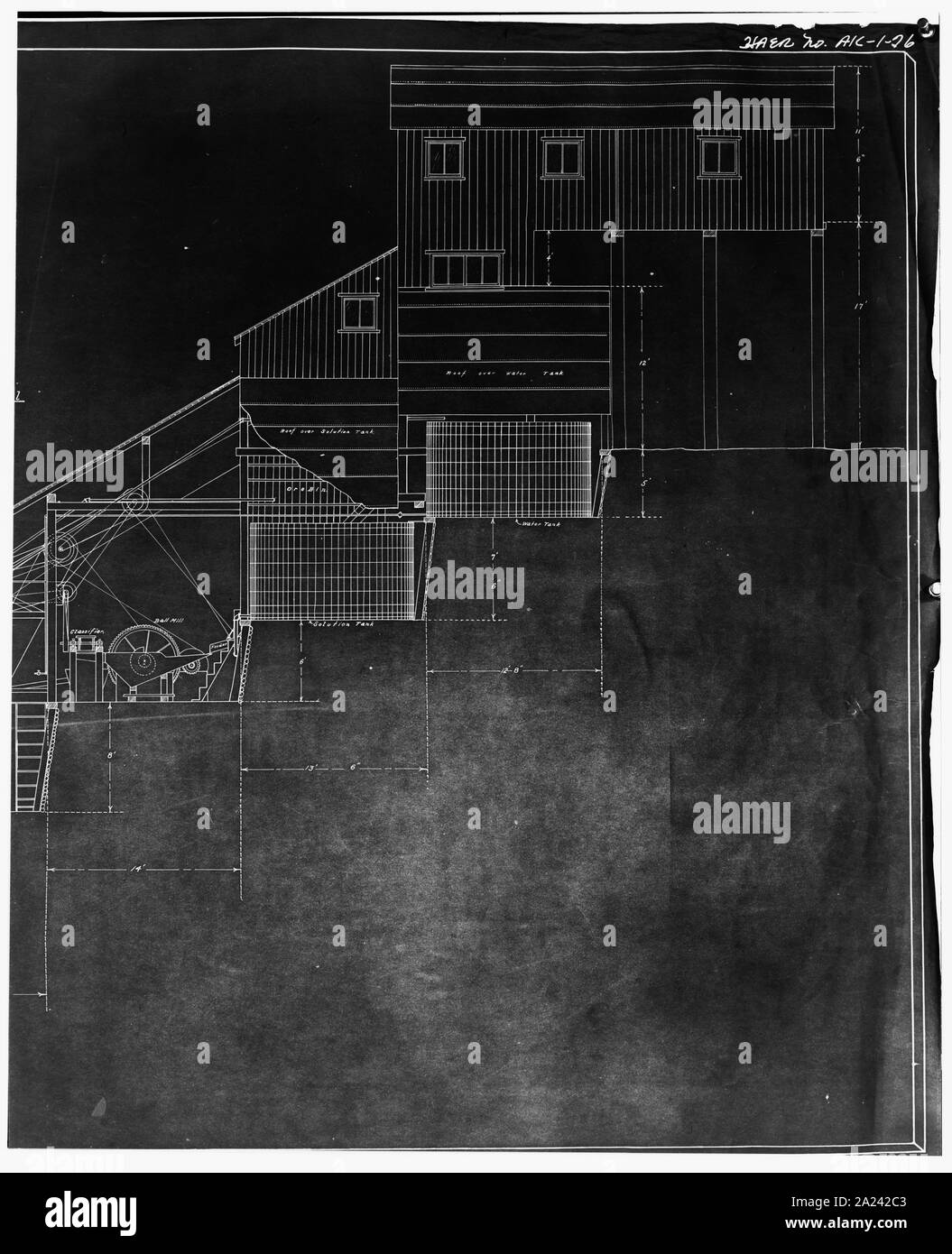 Kopie der Zeichnung, ZERKLEINERN DEPT. Und ORTSFESTES TERMINAL Blatt Nr. 3 - Kennecott Copper Corporation, am Copper River und Northwestern Railroad, Kennicott, valdez-cordova Census Area, AK; Stockfoto