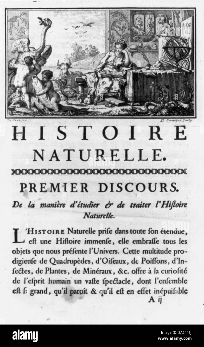 Seite 3 von Buffon, Histoire Naturelle generale et particuliere, Bd.1, (Paris, 1749) Stockfoto