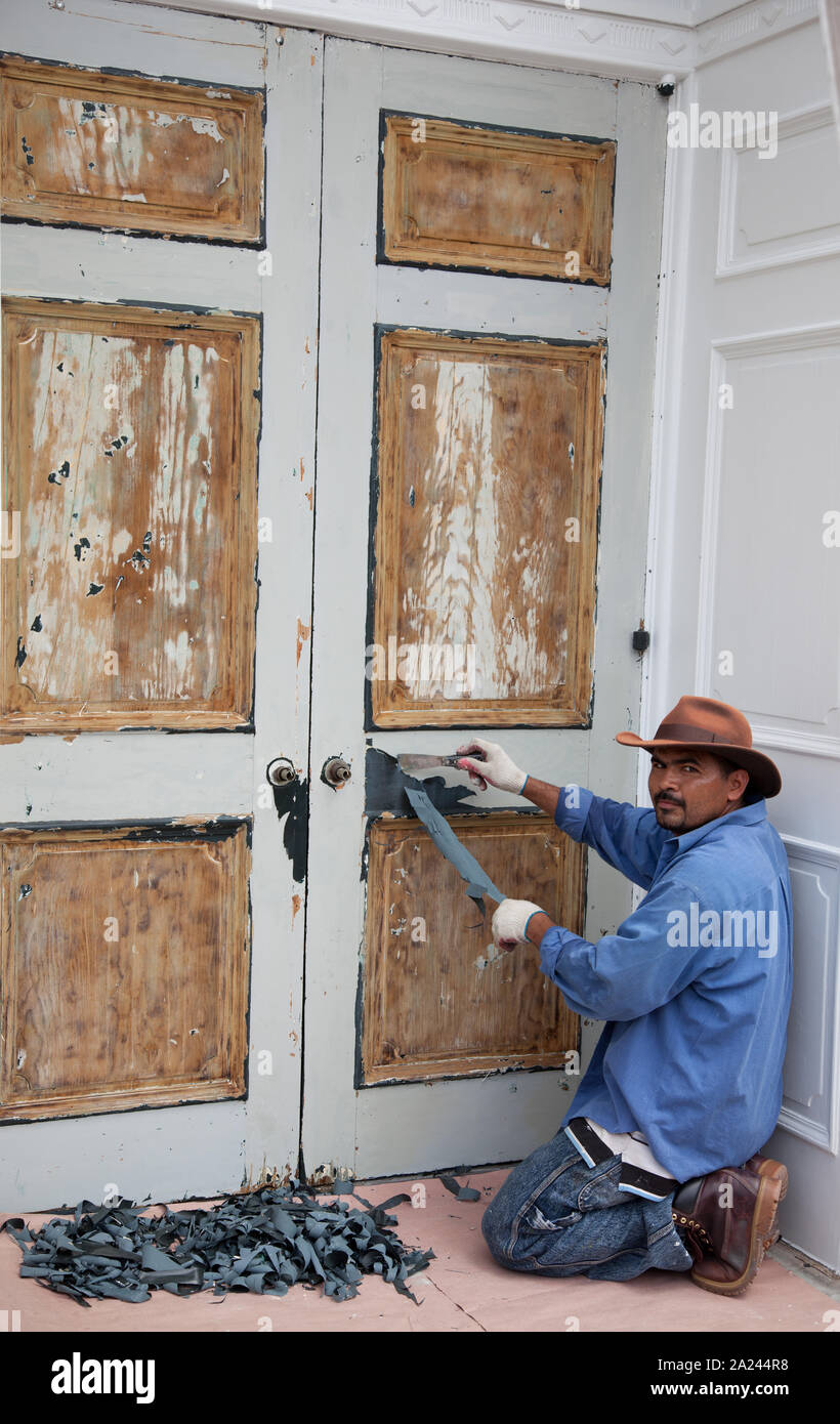 Paint Stripper in Dumbarton methodistische Kirche, in Georgetown, NW, Washington, D.C entfernt Stockfoto