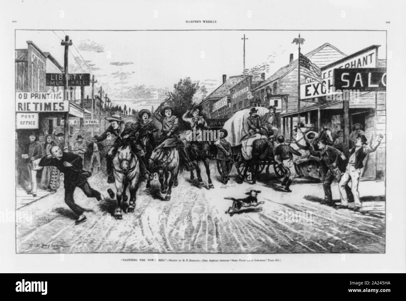 Malerei die Stadt rot/gezeichnet von R.F. Zogbaum. Stockfoto