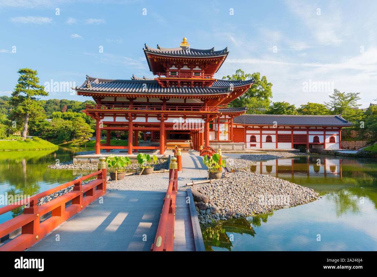 Byodo-in (Phoenix Halle) ist ein buddhistischer Tempel in der Stadt Uji in der Präfektur Kyoto, Japan, im späten Heian-zeit gebaut. Es wird gemeinsam ein Tempel des Stockfoto
