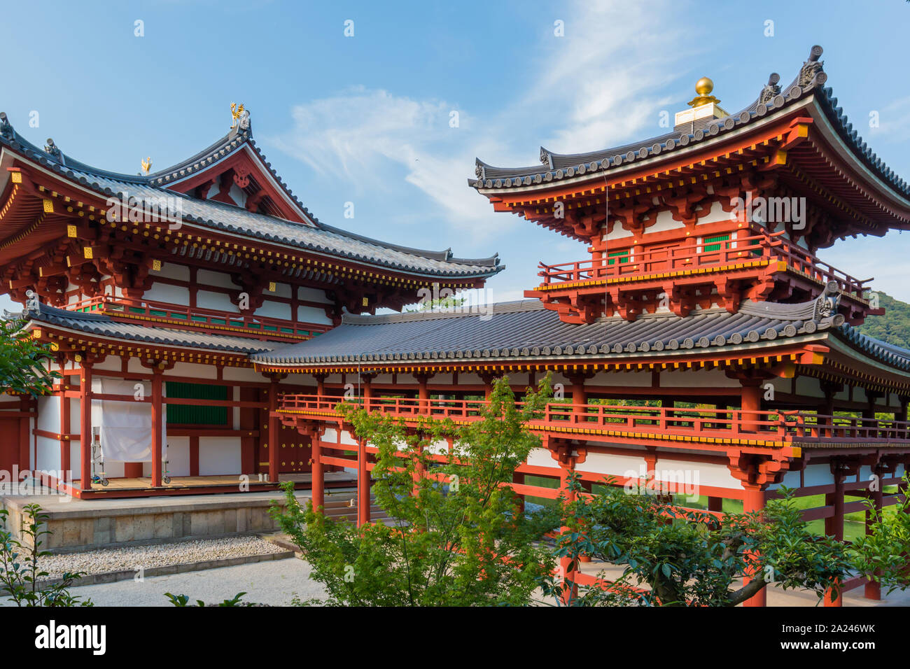 Byodo-in (Phoenix Halle) ist ein buddhistischer Tempel in der Stadt Uji in der Präfektur Kyoto, Japan, im späten Heian-zeit gebaut. Es wird gemeinsam ein Tempel des Stockfoto
