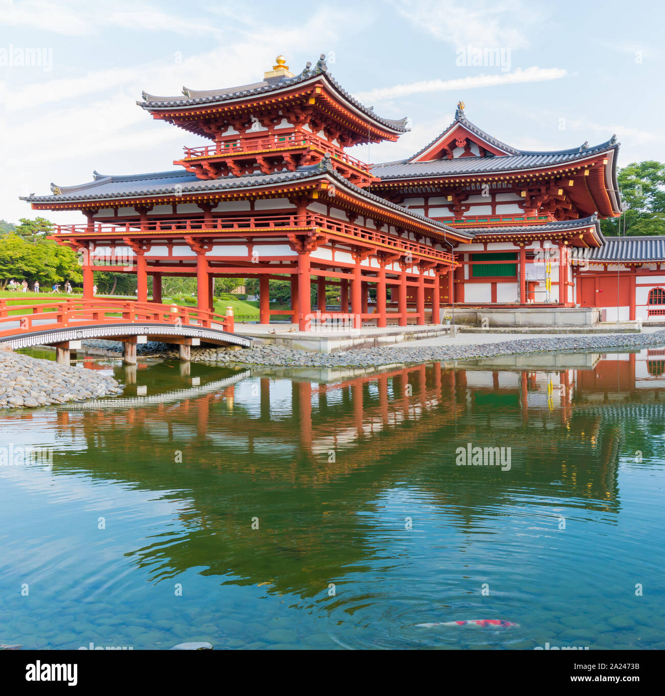 Byodo-in (Phoenix Halle) ist ein buddhistischer Tempel in der Stadt Uji in der Präfektur Kyoto, Japan, im späten Heian-zeit gebaut. Es wird gemeinsam ein Tempel des Stockfoto