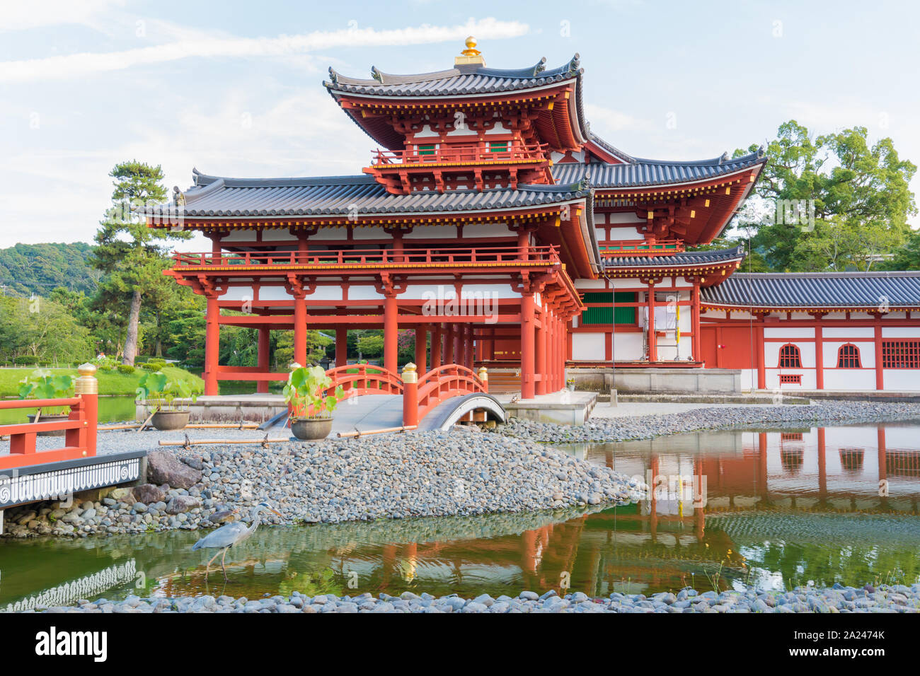 Byodo-in (Phoenix Halle) ist ein buddhistischer Tempel in der Stadt Uji in der Präfektur Kyoto, Japan, im späten Heian-zeit gebaut. Es wird gemeinsam ein Tempel des Stockfoto