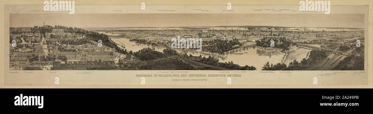 Panorama von Philadelphia und Centennial Messegelände Stockfoto