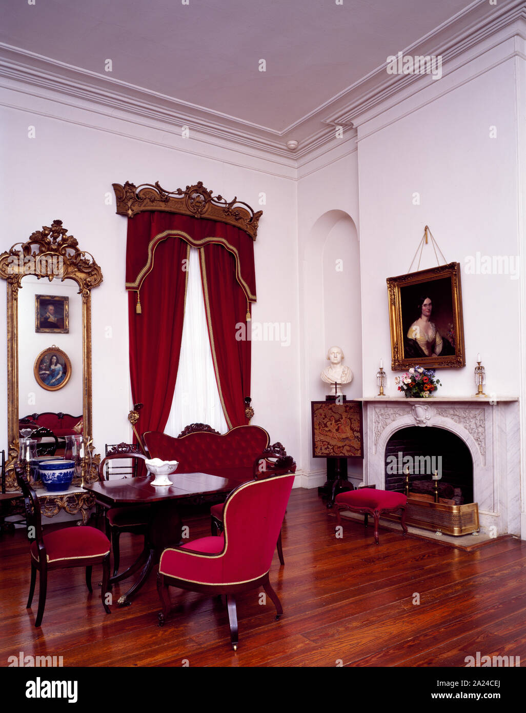 Salon in Arlington House, Robert E. Lee's Haus in der Arlington Friedhof, Arlington, Virginia Stockfoto