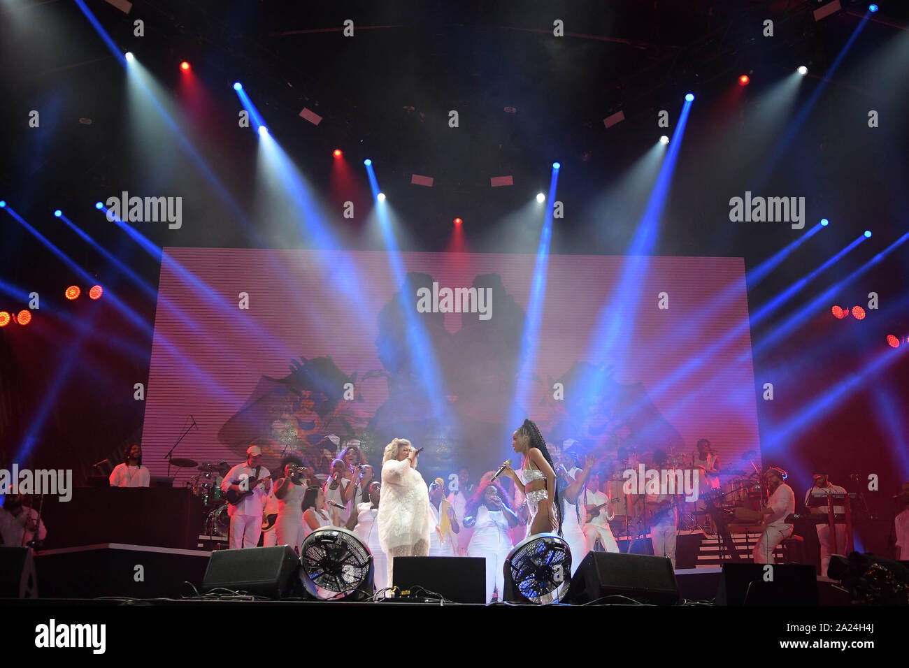 Rio de Janeiro, Brasilien, 29. September 2019. Sänger Iza und Alcione während der Show bei Rock in Rio in der Stadt des Rock. Stockfoto