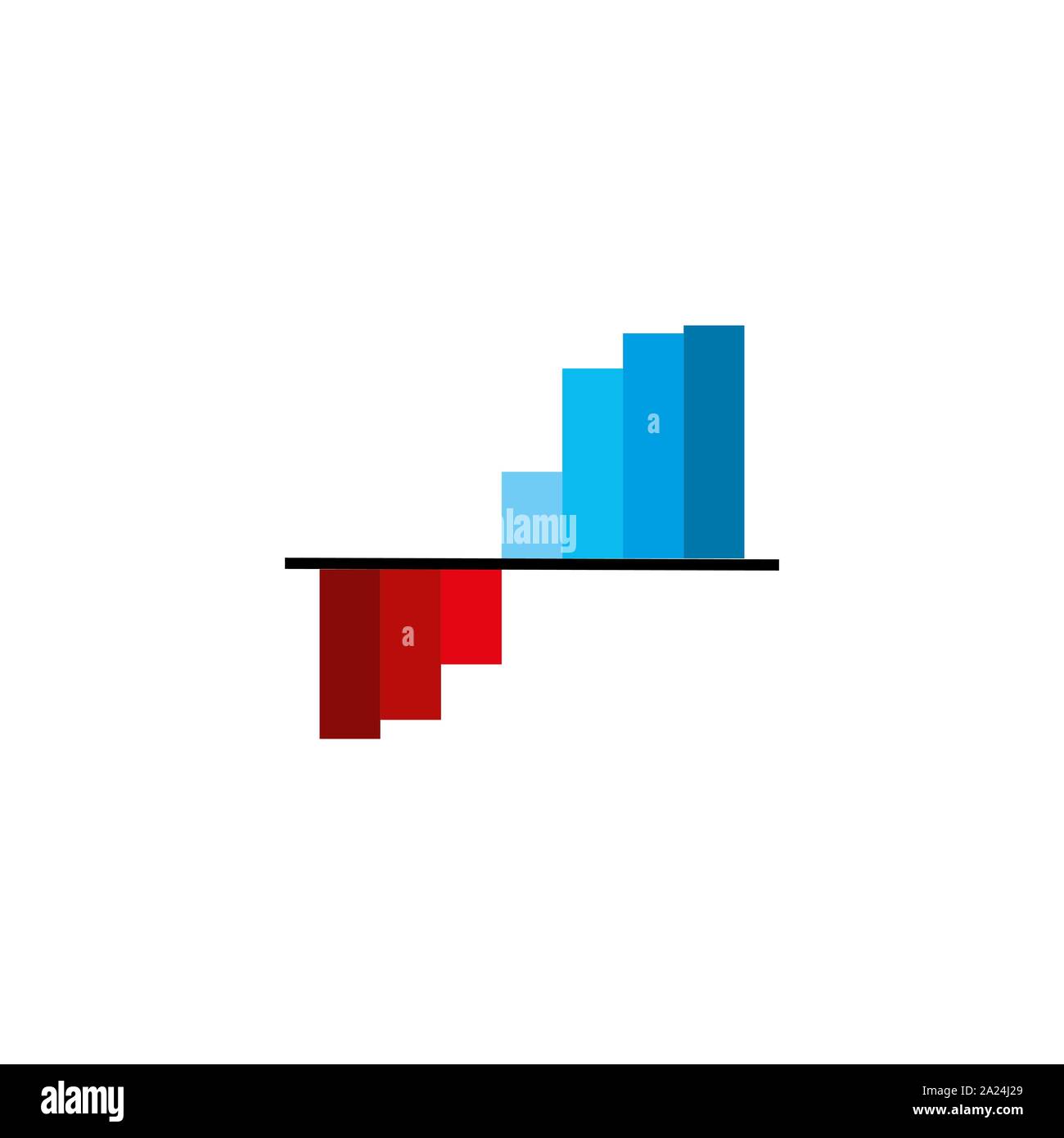 Balkendiagramm dargestellt. Vector Illustration, flache Bauform. Stock Vektor