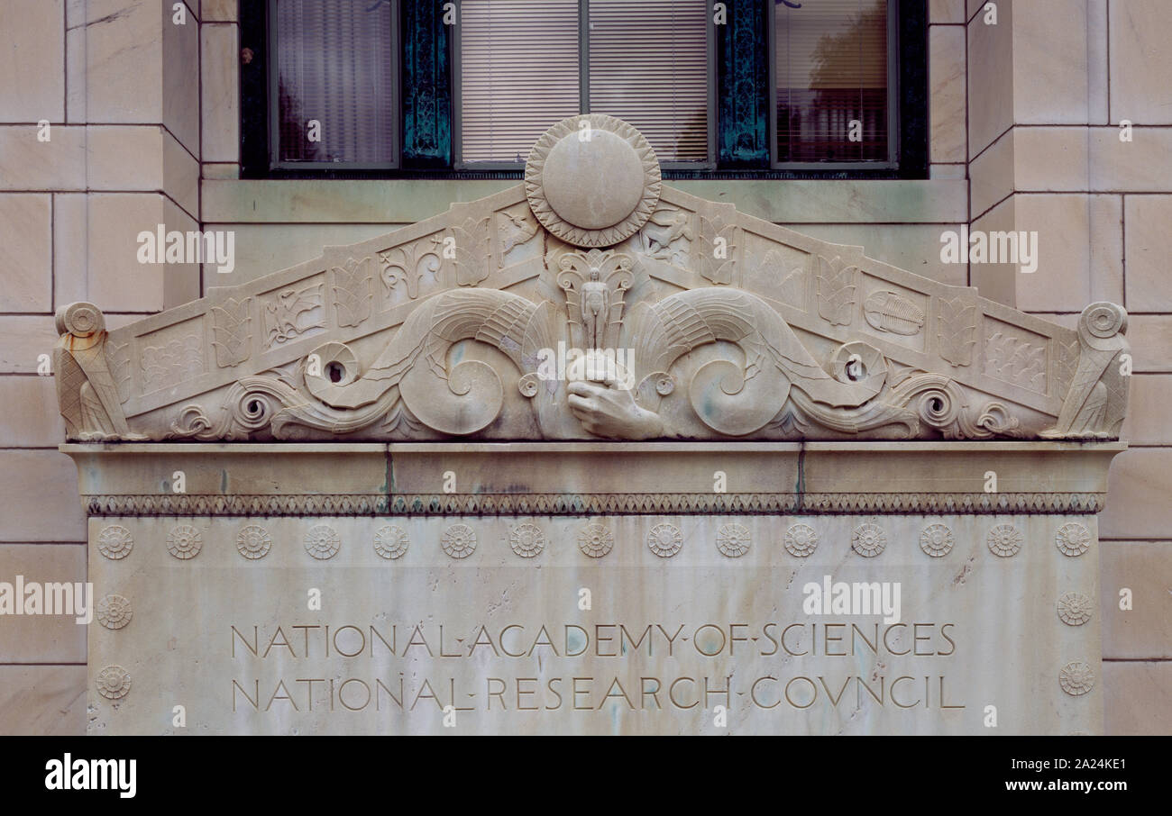 Giebel, die Nationale Akademie der Wissenschaften, Washington, D.C Stockfoto
