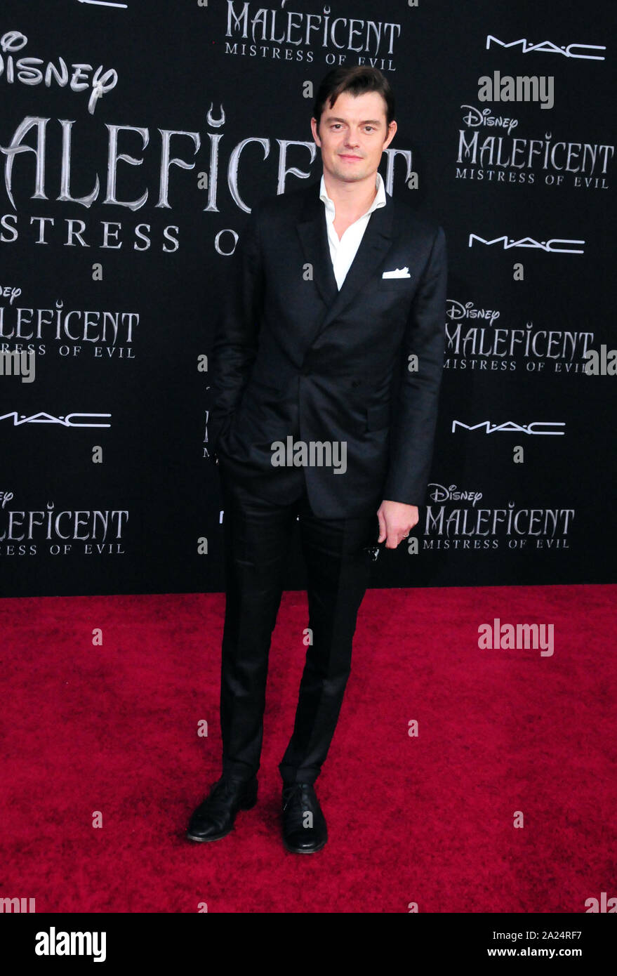 Hollywood, Kalifornien, USA, 30. September 2019 Schauspieler Sam Riley besucht die Weltpremiere von Disney's "aleficent: Herrin des Bösen' am 30. September 2019 im El Capitan Theatre in Hollywood, Kalifornien, USA. Foto von Barry King/Alamy leben Nachrichten Stockfoto