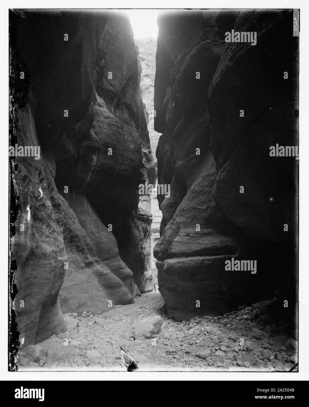 Petra. Sik und ersten Einblick in die Tempel von el Khazneh Stockfoto