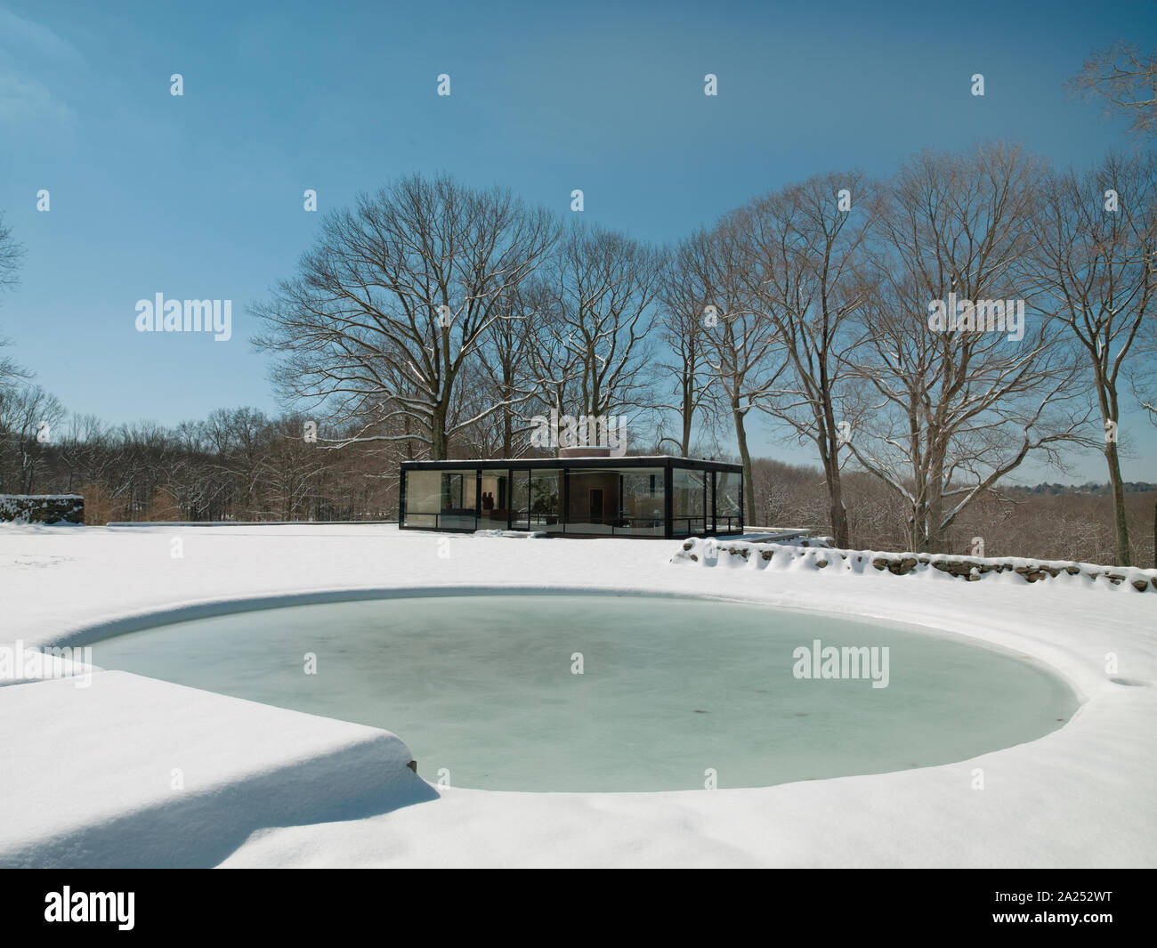 Philip Johnson's Glas Haus und Pool, New Canaan, Connecticut Stockfoto