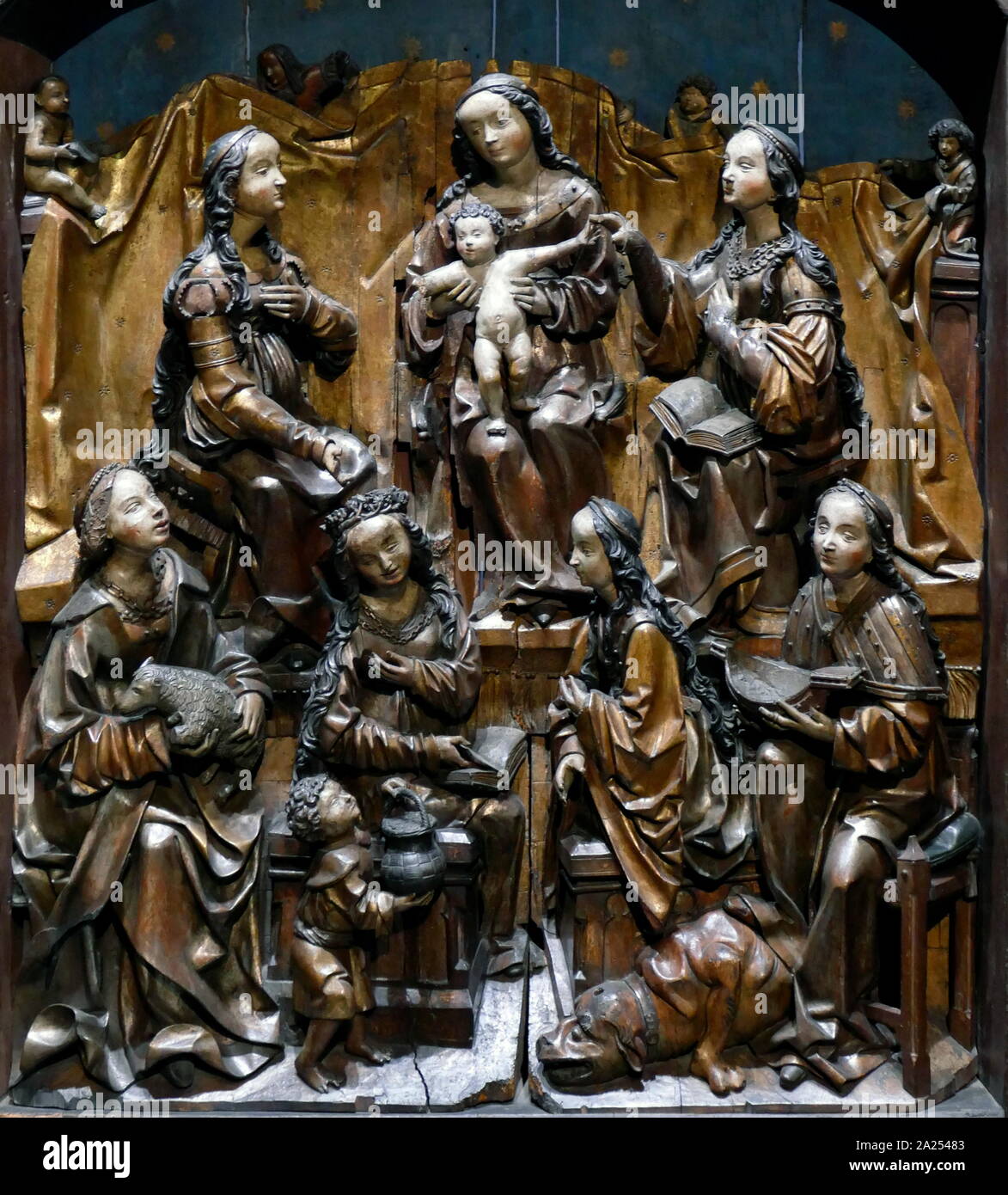 Triptychon der Heiligen Jungfrauen, von der Kapuziner Kloster von Nysa, Polen. 1505 Stockfoto