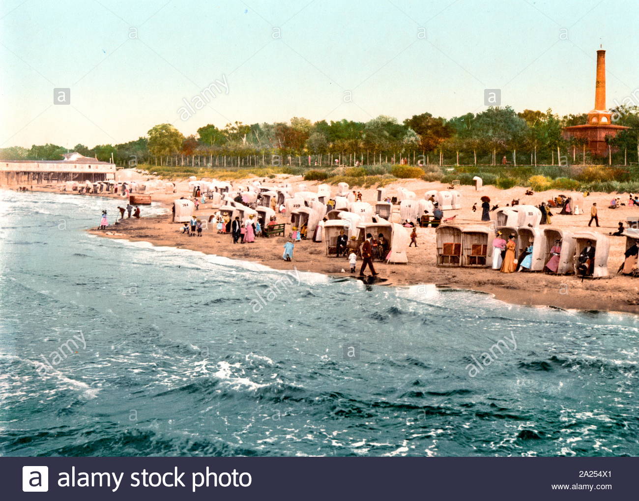 Vintage Farbfoto der Küstenort Colberg, Pommern eine Stadt an der Ostsee in Polen. Zuvor unter deutsche Kontrolle vor 1920 Stockfoto