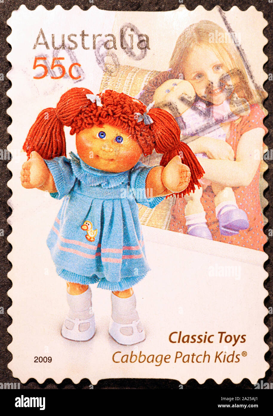 Puppe auf australischen Briefmarke Stockfoto