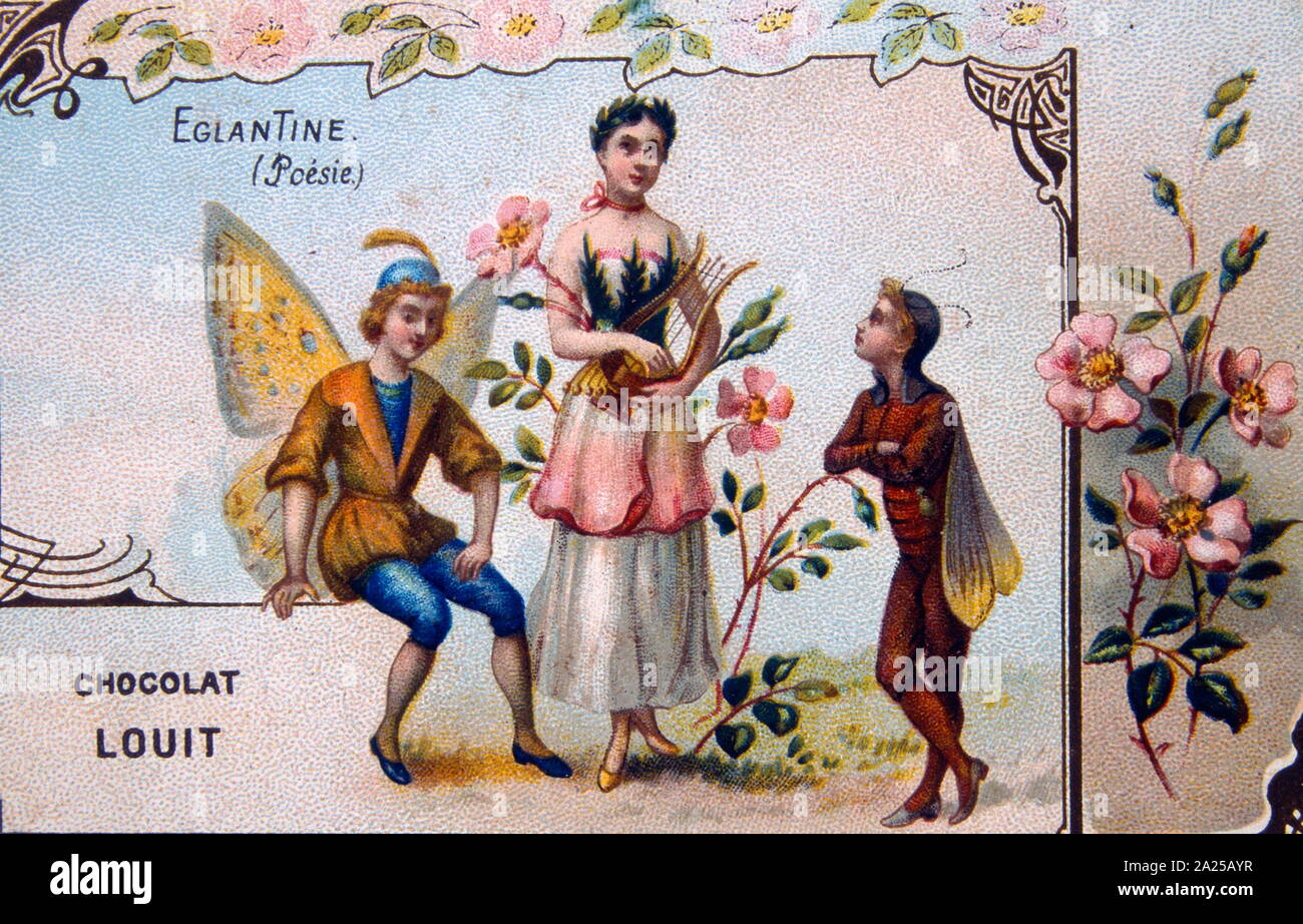 Chromolithograph Advert für Chocolat - Louit, Französisch, 1900 Stockfoto