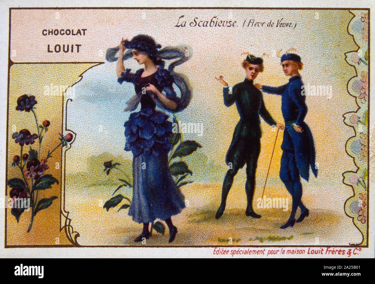 Chromolithograph Advert für Chocolat - Louit, Französisch, 1900 Stockfoto