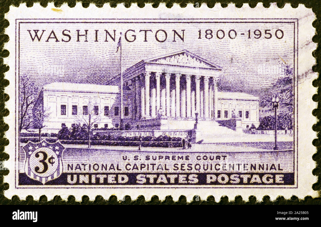 Feier des US Supreme Court auf Vintage amerikanischer Stempel Stockfoto