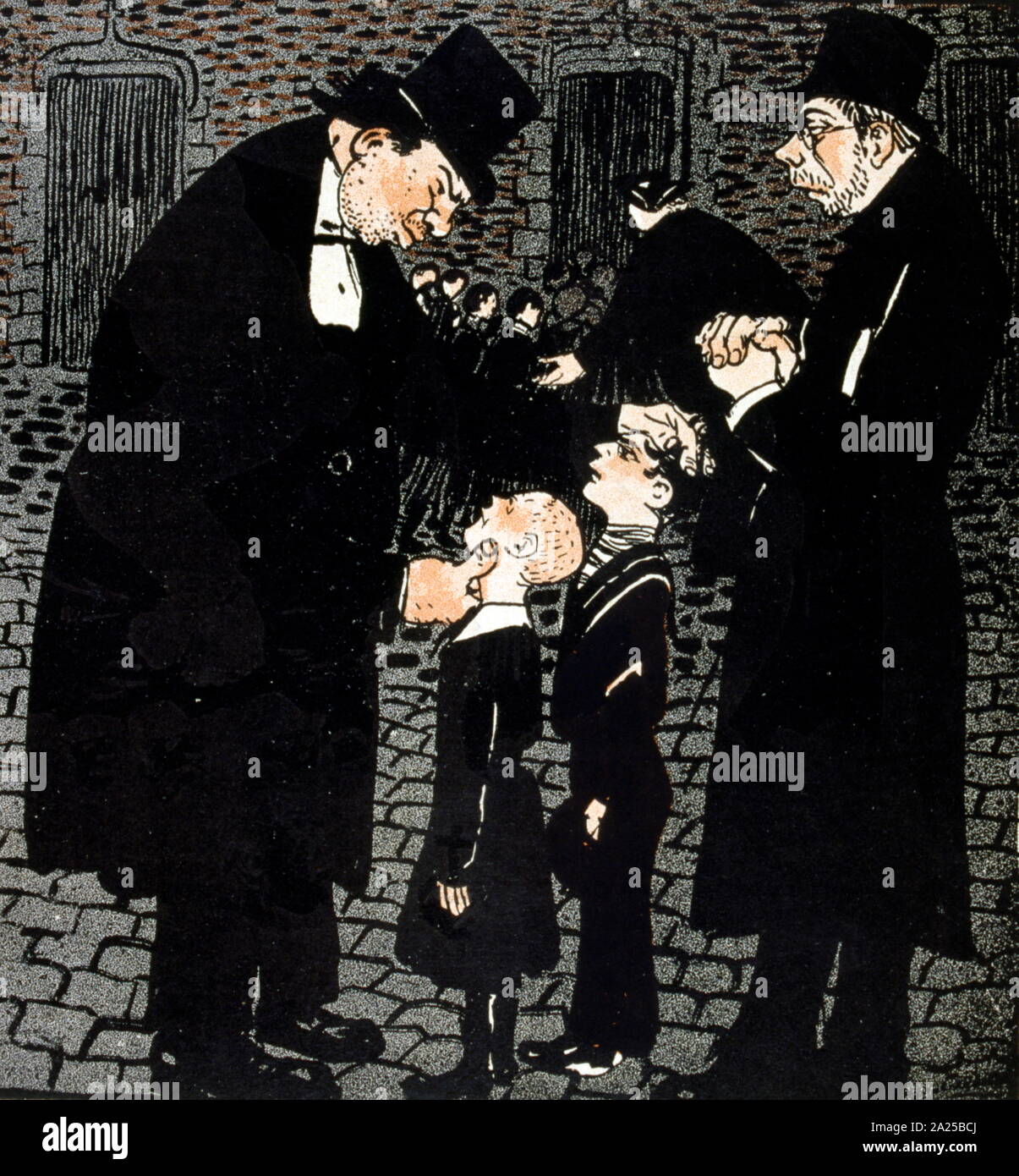 Abbildung aus einer Französischen, satirische Zeitschrift zeigt eine Justizvollzugsanstalt für Kinder von einem religiösen Orden ausführen Stockfoto