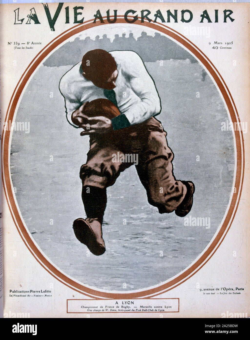 Französischer Rugbyspieler W. Benn 1905 Stockfoto