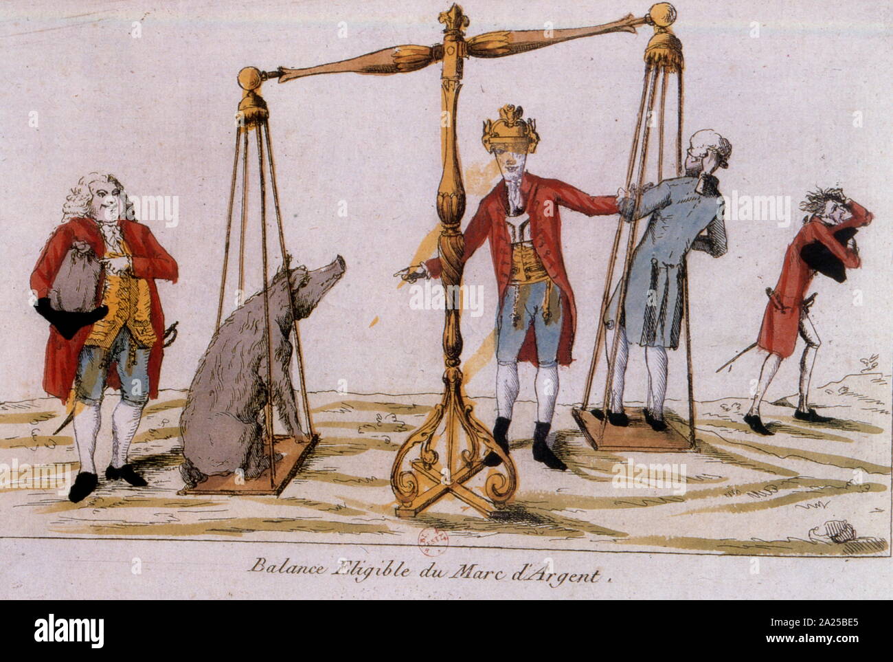 Französische revolutionäre Abbildung: Wiegen der Wert 1791 Stockfoto
