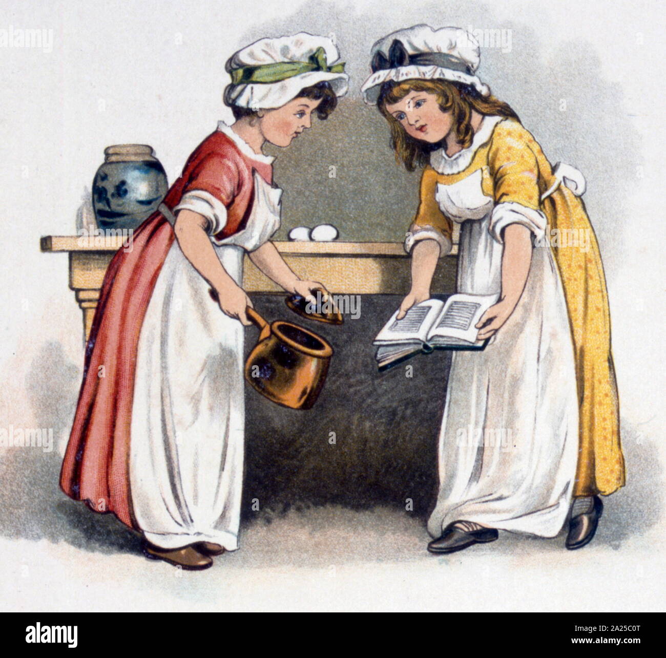 Abbildung: (ca. 1880), in dem sie zwei Mädchen kochen in einer Küche Stockfoto