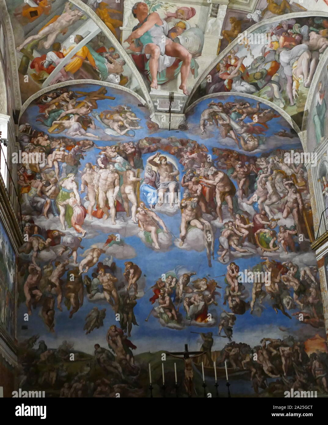 Gemalten Szenen aus der Sixtinischen Kapelle von Michelangelo. Michelangelo di Lodovico Buonarroti Simoni (1475-1564) ein italienischer Bildhauer, Maler, Architekt und Dichter der Renaissance. Stockfoto