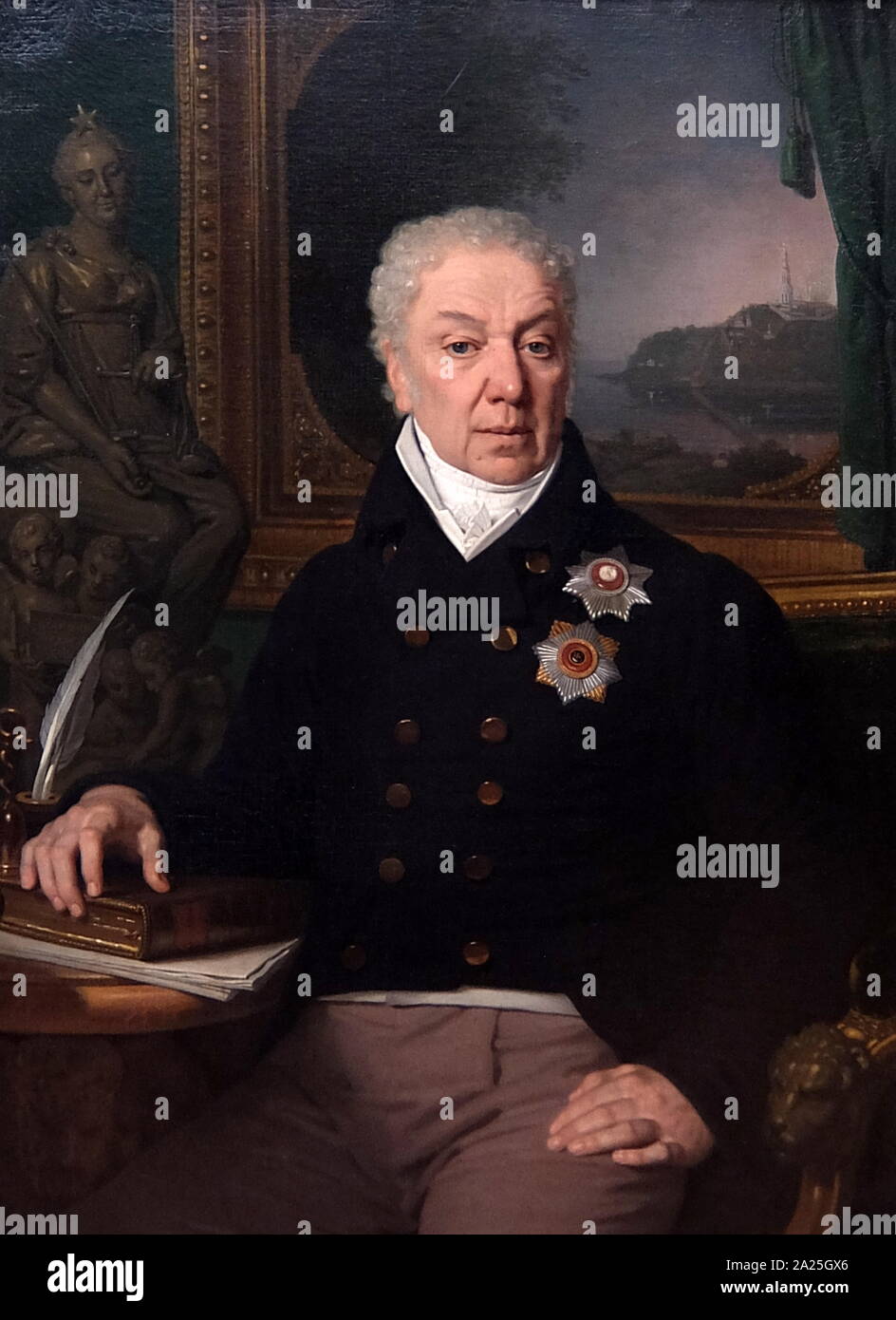 Portrait von D. S. Troshchinsky von Vladimir Borovikovsky. Vladimir Lukich Borovikovsky (1757-1825) ein russischer Maler der ukrainischen Ursprungs Stockfoto