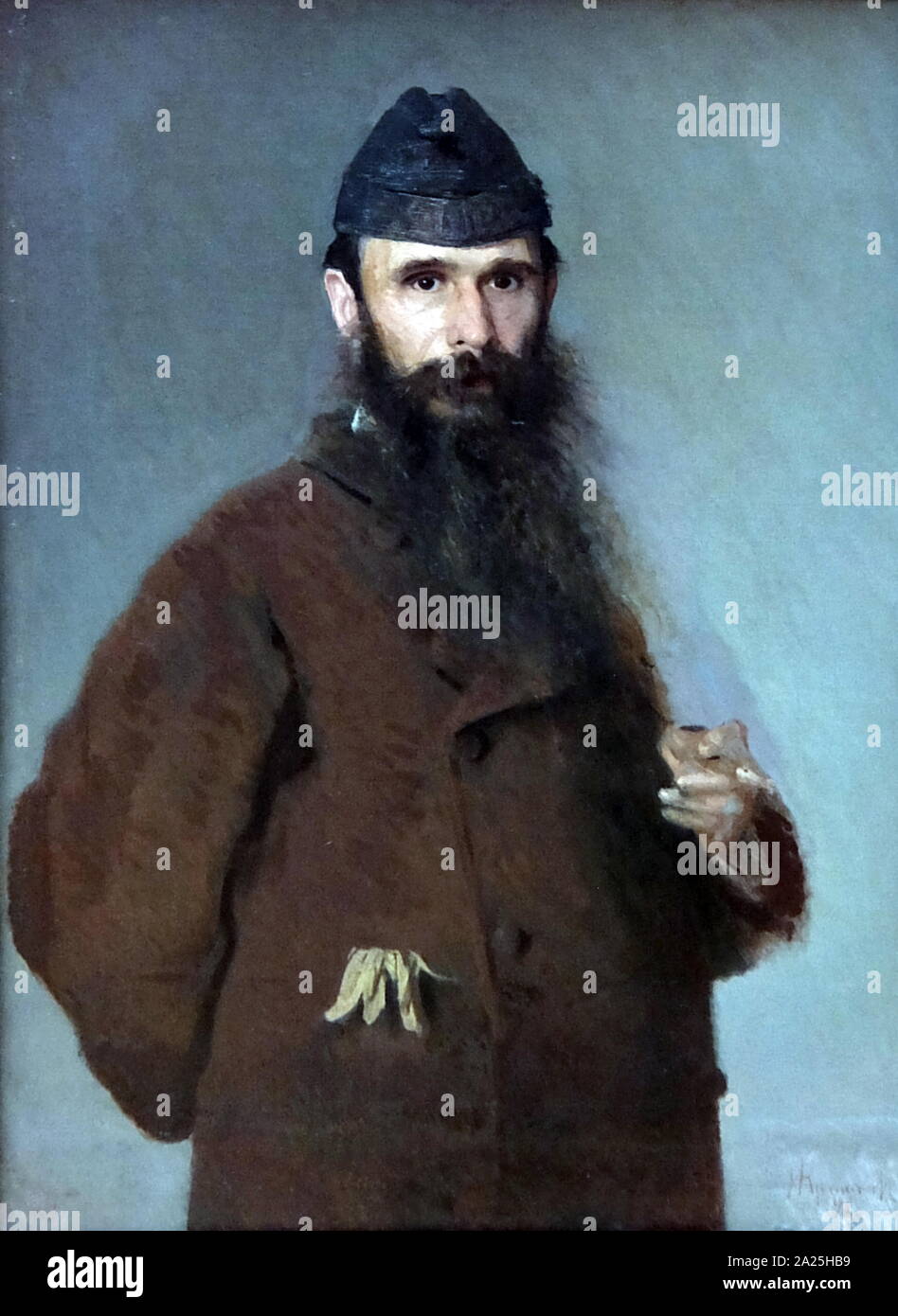 Portrait von Alexander Litovchenko von Iwan Kramskoi. Ivan Nikolaevich Kramskoi (1837-1887) ein russischer Maler und Kunstkritiker. Stockfoto