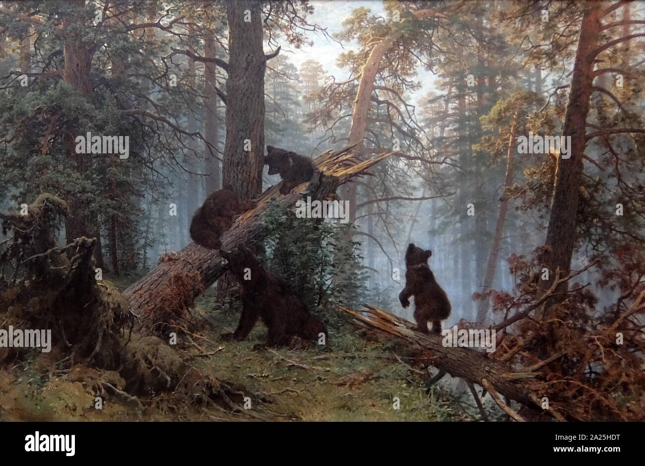 Gemälde mit dem Titel 'Morning in einem Kiefernwald" von Ivan Shishkin. Ivan Ivanovich Shishkin (1832-1898) ein russischer Landschaftsmaler Stockfoto