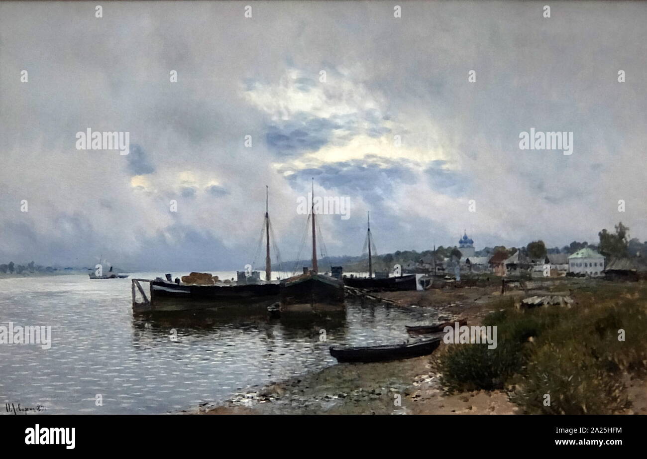 Gemälde mit dem Titel "Nach dem Regen. Plyos" von Isaak Levitan. Isaak Iljitsch Lewitan (1860-1900) einen klassischen russischen Landschaftsmaler. Stockfoto