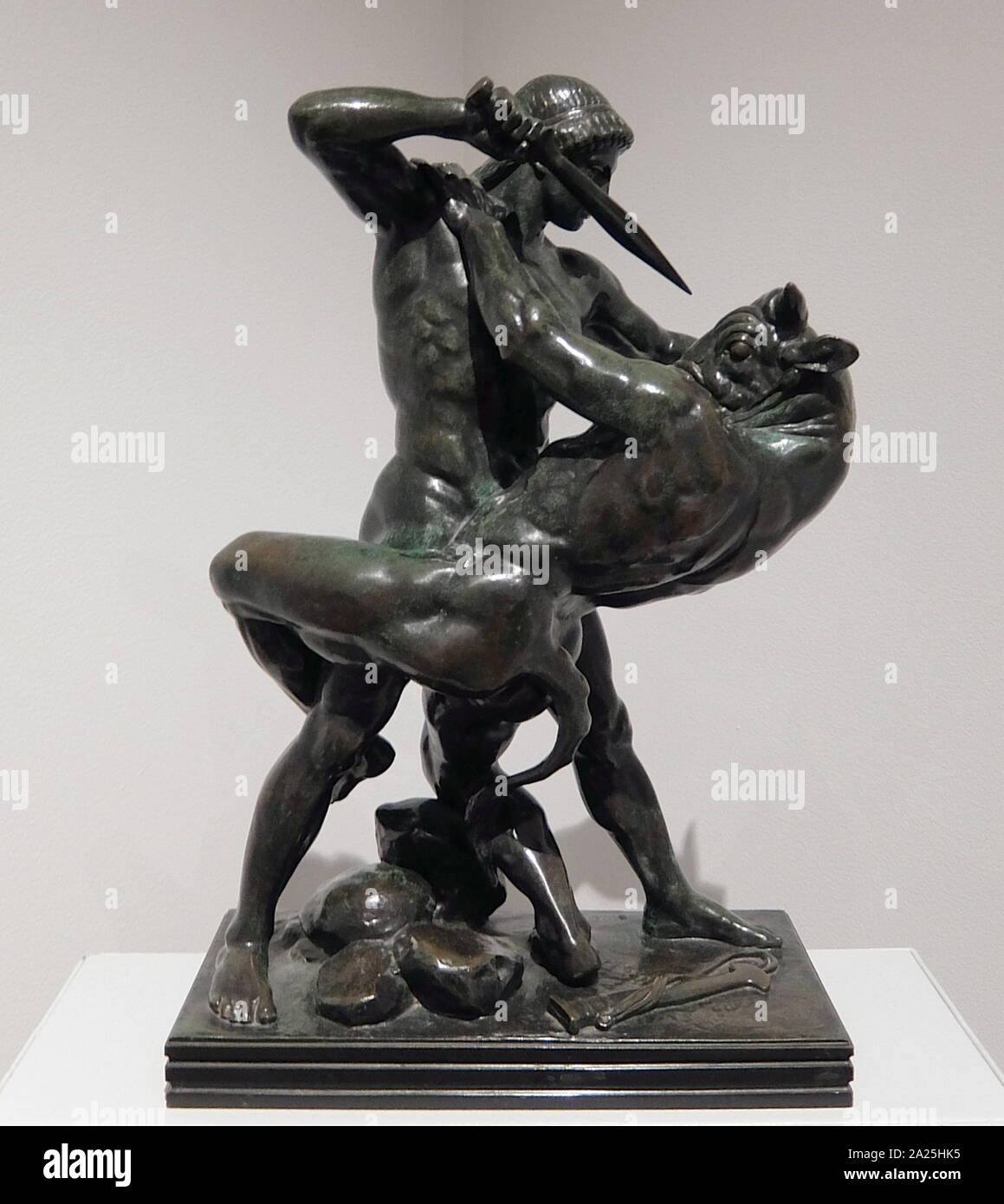 Bronze Skulptur mit dem Titel "Theseus er das Ungeheuer Minotaurus" von antoine-louis Barye. Antoine-Louis Barye (1795-1875), einem romantischen französischen Bildhauer. Stockfoto