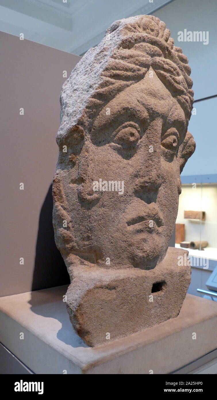 Kalkstein Kopf, (Roman-British), gefunden in Towcester ersten Jahrhundert N.CHR. Stockfoto