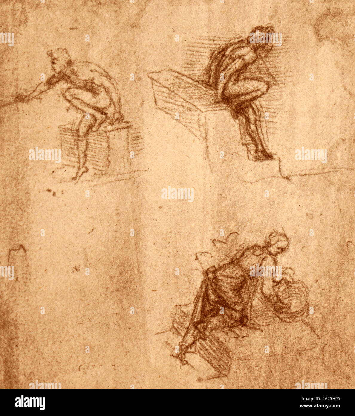 Studien der Bewegungen der menschlichen Figur, c 1495; Rote Kreide, von Leonardo da Vinci. Leonardo di ser Piero da Vinci (1452 - 1519), war ein italienischer Universalgelehrten der Renaissance, deren Interessengebiete enthalten Erfindung, Zeichnung, Malerei, Bildhauerei, Architektur, Wissenschaft, Musik, Mathematik, Technik, Literatur, Anatomie, Geologie Stockfoto