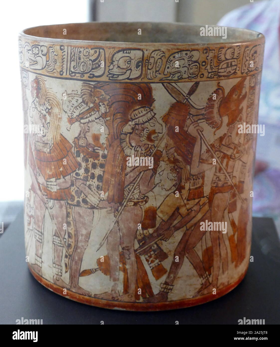 Maya Keramik Gefäß mit der Darstellung eines Krieges Szene, Maya, Guatemala, 700-900 AD Stockfoto
