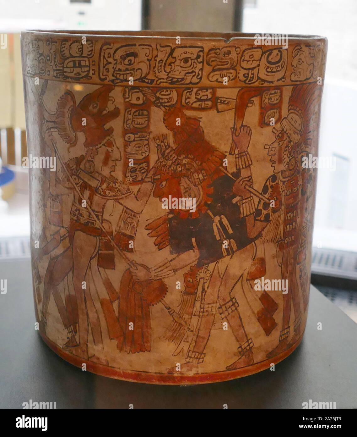 Maya Keramik Gefäß mit der Darstellung eines Krieges Szene, Maya, Guatemala, 700-900 AD Stockfoto